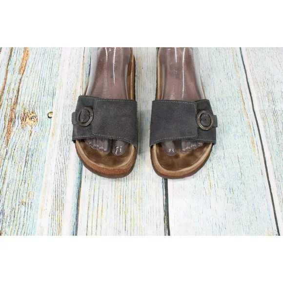 LL Bean  Navy Blue Suede  Slip on Slide Sandals Slippers Size 7 - Picture 5 of 9